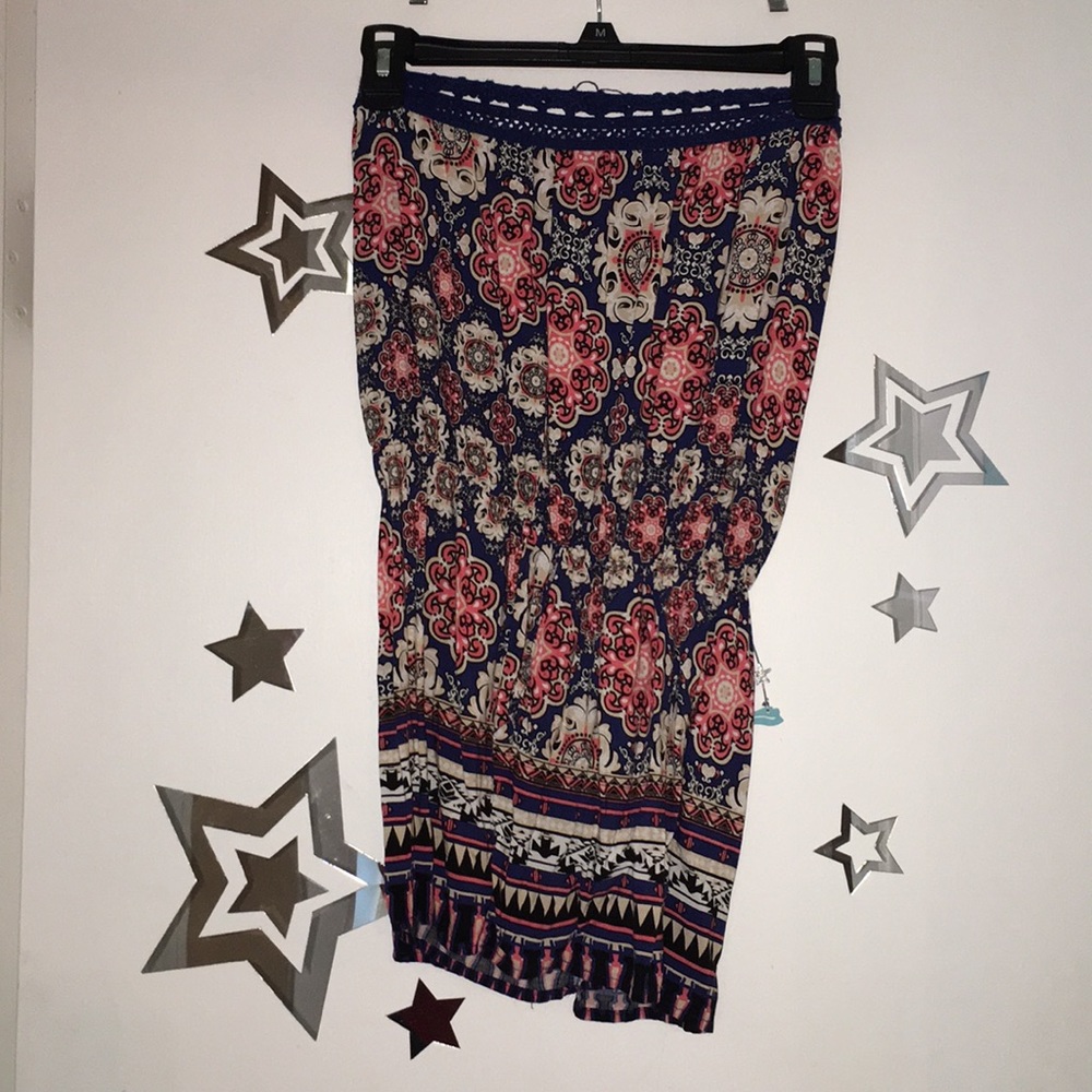 Print strapless Romper